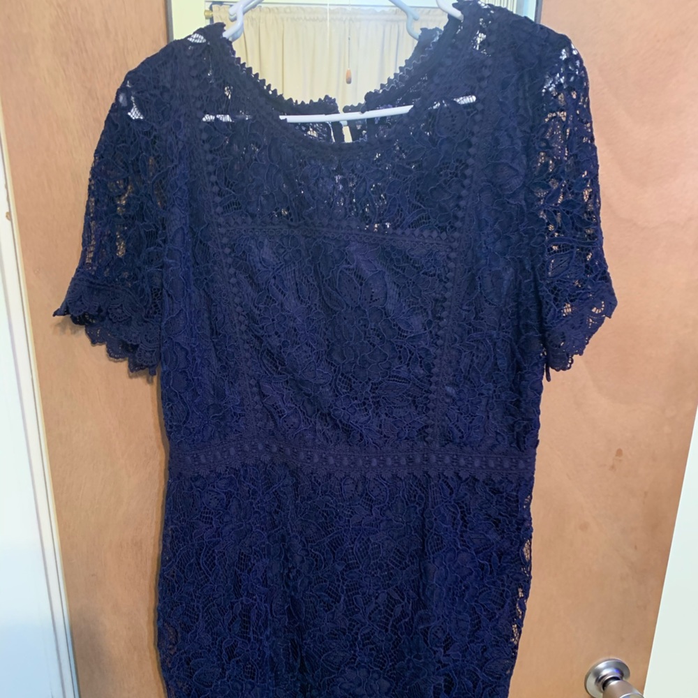 Navy Lace Midi-dress